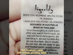 Transparente weiche TPU-Kleidungsetiketten CMYK Farben Waschbar für Badeanzüge