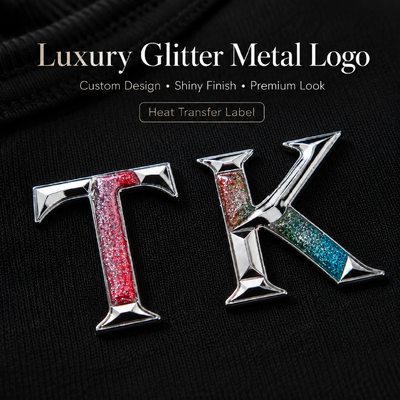 3D-Kustom-Metall-Glitter-Wärmeübertragungs-Logo-Etiketten für Kleidung und Sportbekleidung