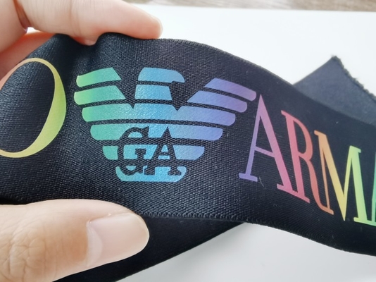 Spandex-/des Nylon-3CM schwarzes elastisches Band mit kundengebundenem buntem Logo