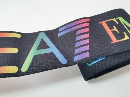 Spandex-/des Nylon-3CM schwarzes elastisches Band mit kundengebundenem buntem Logo