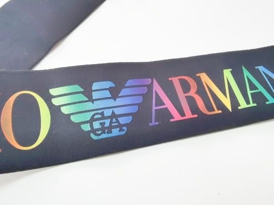 Spandex-/des Nylon-3CM schwarzes elastisches Band mit kundengebundenem buntem Logo
