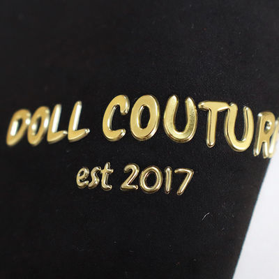 Wasserdichte 3D TPU-Wärmeübertragungspflaster Gold Kleidungspflaster Hochfrequenz-Logo Haken und Schleife