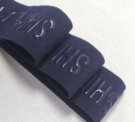 Individuelles 3D-Logo-Gummiband Glänzendes mattes Silikon-Polyester-Gewebe für Bekleidungszubehör