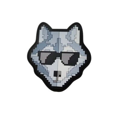 Individuelles 3D-Silikon-Emblem - Pixel-Art-Wolf-Form Silikon-Transfer-Patch für Kleidung
