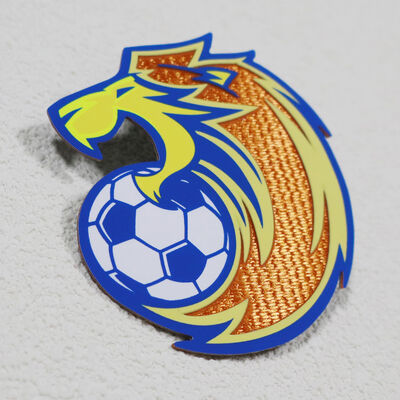 Silikonbedruckter Tatami-Aufnäher – Löwen- & Fußball-Design, Thermotransfer-Badge für Sportbekleidung
