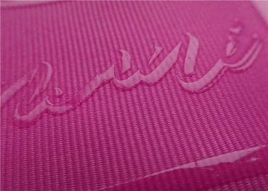 Glänzender transparenter Silikon-Logo-Siebdruck-Aufkleber im Coloful-Polyester-Faden-Band