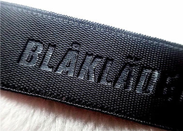 Hochfrequenzjacquardwebstuhl-elastisches Band-prägeartiges kundengebundenes Logo für Kleid
