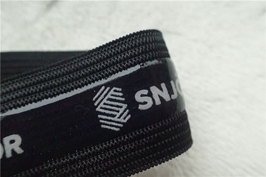 Mode-Polyester-weiche elastische Band, schwarzes elastisches Band mit Siebdruck-Logo