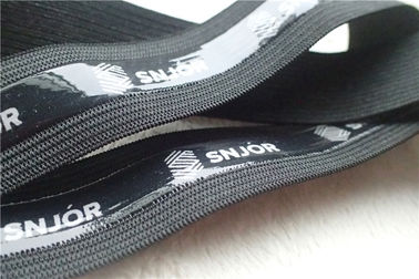 Mode-Polyester-weiche elastische Band, schwarzes elastisches Band mit Siebdruck-Logo