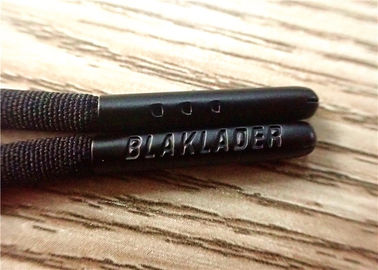 125cm schwarze nicht elastische Schnur mit geschnitztem Logo an beiden Enden des schwarzen Farben-Hardware-Kopfes