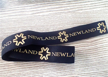 30MM schwarzer Jacquardwebstuhl-elastisches Band-Siebdruck gedruckt mit glattem goldenem Silikon-Logo