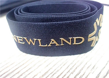 30MM schwarzer Jacquardwebstuhl-elastisches Band-Siebdruck gedruckt mit glattem goldenem Silikon-Logo