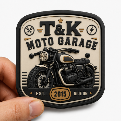 Custom Motorrad Stil PVC Wärmeübertragung Kleidung Etiketten mit 3D-geprägtem Logo für Jacken Straßenbekleidung Arbeitskleidung Hüte Taschen und Garage Markenkennung