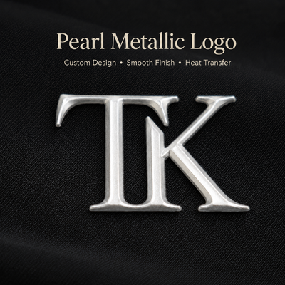 Individuelle 3D-Perlmutt-Metallic-Wärmeübertragungs-Logolabels für Bekleidung & Sportbekleidung