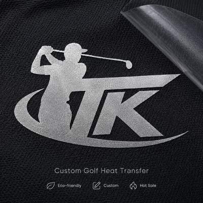 Individuelle metallische Wärmeübertragungsaufkleber Golf-Logo-Transfer für Sportbekleidung, Streetwear, Poloshirts, Jacken, OEM ODM, umweltfreundlich, maßgefertigt