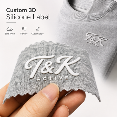 Custom 3D Effect Silicone Heat Transfer Clothing Labels Wash-resistant up to 40 Washes with Customized Designs