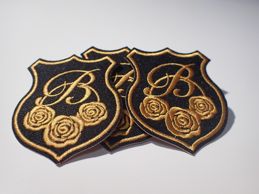 Stickte einzigartige Art-Gewohnheit Eco Flecken-Gold Rose Raised Effect