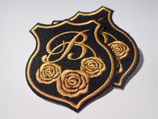 Stickte einzigartige Art-Gewohnheit Eco Flecken-Gold Rose Raised Effect