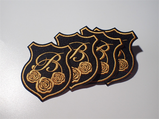 Stickte einzigartige Art-Gewohnheit Eco Flecken-Gold Rose Raised Effect