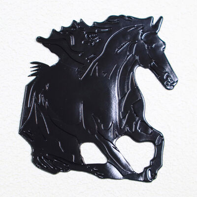 Black Running Horse TPU-Wärmeübertragungsetikett 3D-geprägte Spannungsplatte für Bekleidungs- und Taschenmarken