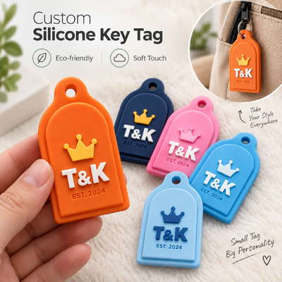 Silikon-Schlüsseltags mit 3D-Logo und benutzerdefinierter Farbe in 50*30mm Größe für Werbe-Schlüsselketten